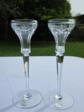 Pair of Gorham Full Lead Crystal Candlesticks Made in Yugoslavia